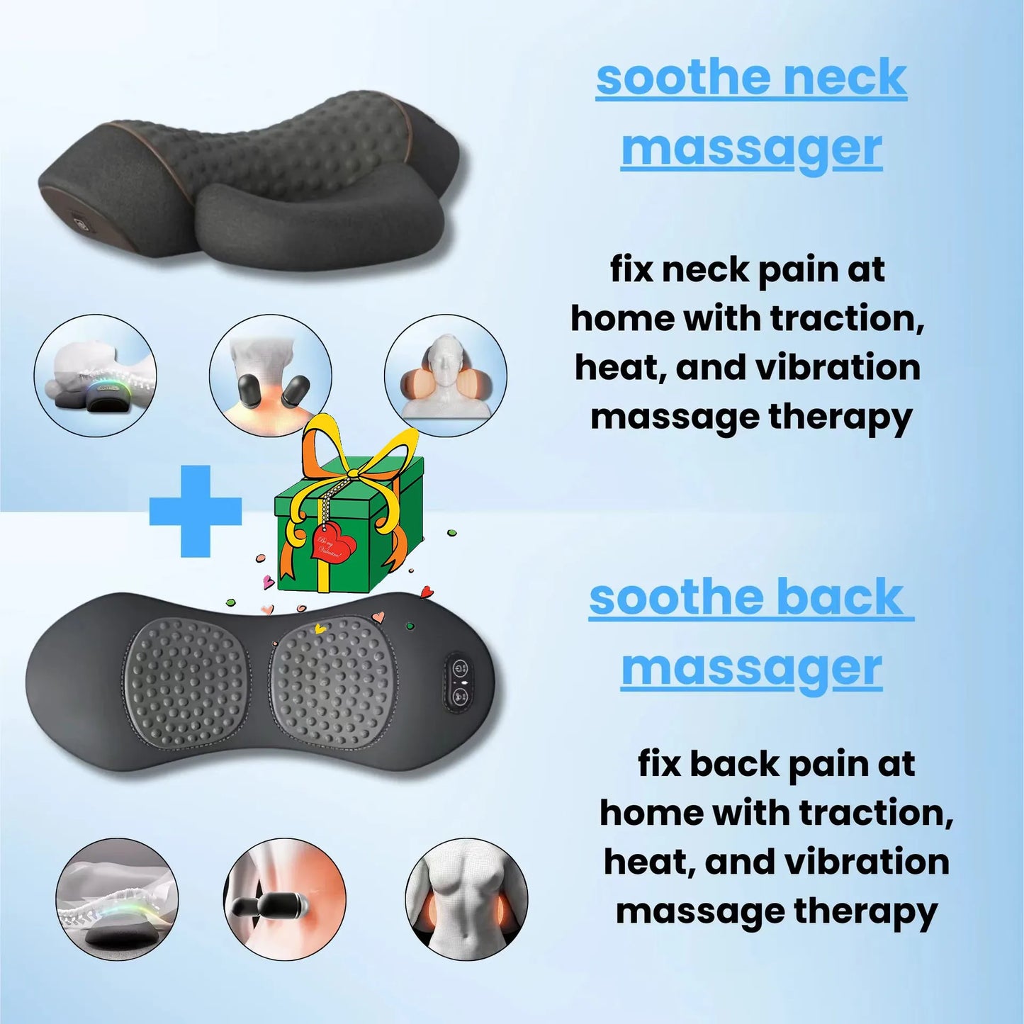 CareUp™ 3-in-1 Back Massager, Waist Pillow, Electric Massager, Flat-Bed Waist Massager
